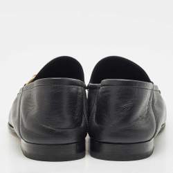 Gucci Black Leather Jordaan Horsebit Slip On Loafers Size 39.5