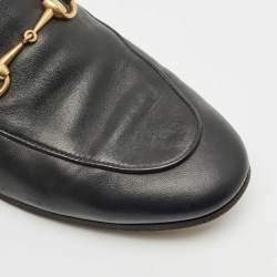 Gucci Black Leather Jordaan Horsebit Slip On Loafers Size 39.5