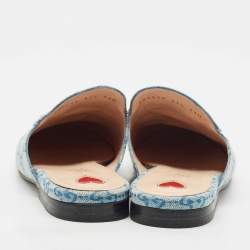 Gucci Blue GG Canvas Princetown Horsebit Flat Mules Size 37.5