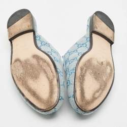 Gucci Blue GG Canvas Princetown Horsebit Flat Mules Size 37.5