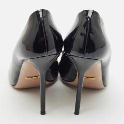 Gucci Black Patent Leather Knotted Bow Pointed Toe Pumps Size 38.5