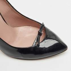 Gucci Black Patent Leather Knotted Bow Pointed Toe Pumps Size 38.5