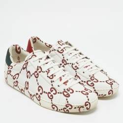 Gucci White Leather Ghost GG Ace Sneakers  Size 40