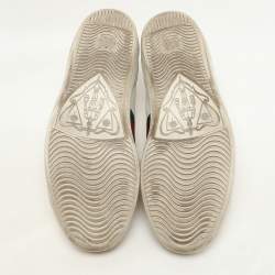 Pre Owned Gucci White Leather Leather Ace Bee Embroidered Low Top Sneakers Size 39