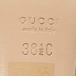 Gucci Beige Leather Stitched Interlocking G Slide Sandals Size 38.5