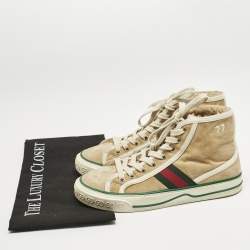Gucci Beige Suede Tennis 1977 High Top Sneakers Size 36