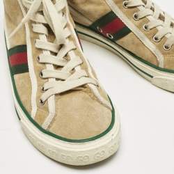 Gucci Beige Suede Tennis 1977 High Top Sneakers Size 36
