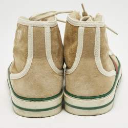 Gucci Beige Suede Tennis 1977 High Top Sneakers Size 36