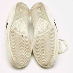 Gucci White Leather Ace Web Heart Detail Lace Up Sneakers Size 38