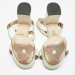 Gucci Cream Leather  Ankle Strap Sandals Size 38.5