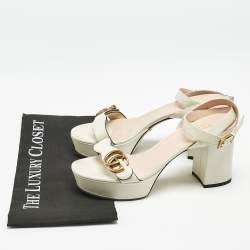 Gucci Cream Leather  Ankle Strap Sandals Size 38.5