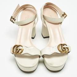 Gucci Cream Leather  Ankle Strap Sandals Size 38.5