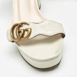 Gucci Cream Leather  Ankle Strap Sandals Size 38.5