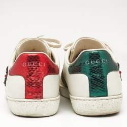 Gucci White Leather Ace Arrow Applique Low Top Sneakers Size 36.5