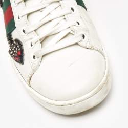 Gucci White Leather Ace Arrow Applique Low Top Sneakers Size 36.5