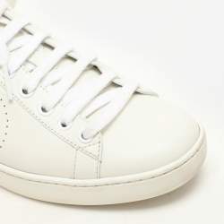 Gucci White/Grey Leather Interlocking G Low Top Sneakers Size 36