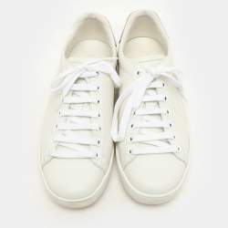 Gucci White/Grey Leather Interlocking G Low Top Sneakers Size 36
