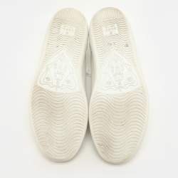 Gucci White/Grey Leather Interlocking G Low Top Sneakers Size 36