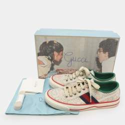 Gucci Multicolor Floral Print Canvas Tennis 1977 Low Top Sneakers Size 37