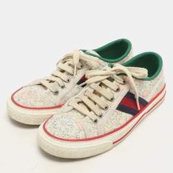 Gucci Multicolor Floral Print Canvas Tennis 1977 Low Top Sneakers Size 37