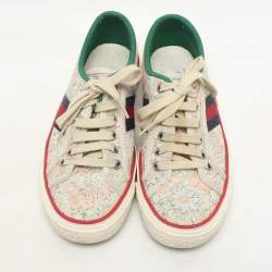 Gucci Multicolor Floral Print Canvas Tennis 1977 Low Top Sneakers Size 37