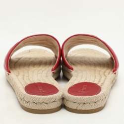Gucci Red Matelasse Leather GG Marmont Espadrille Flat Slides Size 39 