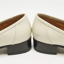 Gucci Off White Leather Interlocking G Horsebit Slip On Loafers Size 37