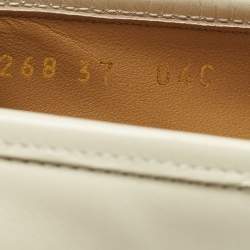 Gucci Off White Leather Interlocking G Horsebit Slip On Loafers Size 37