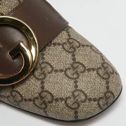 Gucci Beige/Brown GG Supreme Canvas Interlocking G Pumps Size 37