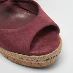 Gucci Pink Guccissima Suede Cork Wedge Sandals Size 39.5