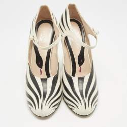 Gucci Cream/Black Leather Mary Jane Pumps Size 41