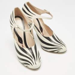 Gucci Cream/Black Leather Mary Jane Pumps Size 41
