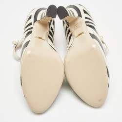 Gucci Cream/Black Leather Mary Jane Pumps Size 41