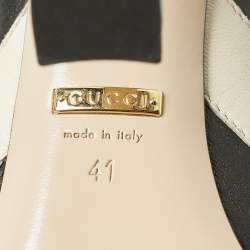 Gucci Cream/Black Leather Mary Jane Pumps Size 41