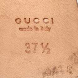Gucci Brown Leather and Suede GG Cork Platform Peep Toe Slingback Sandals Size 37.5