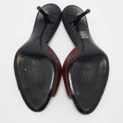 Pre Owned Gucci Burgundy Guccissima Leather Open Toe Slide Sandals Size 39