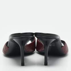 Pre Owned Gucci Burgundy Guccissima Leather Open Toe Slide Sandals Size 39