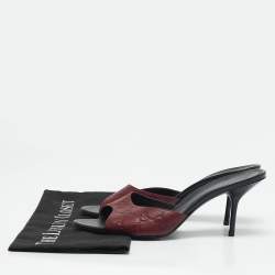 Pre Owned Gucci Burgundy Guccissima Leather Open Toe Slide Sandals Size 39