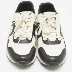 Gucci Black/White Leather Interlocking GG Lace Up Low Top Sneakers Size 39