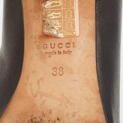 Gucci Black Leather GG Interlocking Pumps Size 38