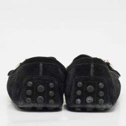 Gucci Black Suede Slip On Loafers Size 38.5