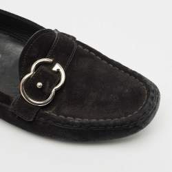 Gucci Black Suede Slip On Loafers Size 38.5
