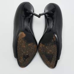 Gucci Black Guccissima Leather Peep Toe Pumps Size 38.5