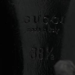 Gucci Black Guccissima Leather Peep Toe Pumps Size 38.5
