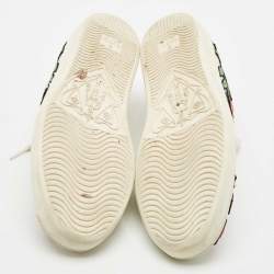 Gucci White Leather Ace Floral Applique Low Top Sneakers Size 39.5