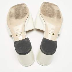 Pre Owned Gucci White Leather Zumi Slide Sandals Size 39.5