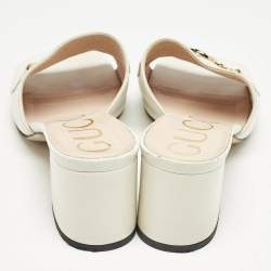 Pre Owned Gucci White Leather Zumi Slide Sandals Size 39.5