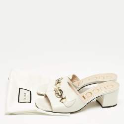 Pre Owned Gucci White Leather Zumi Slide Sandals Size 39.5