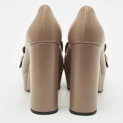 Gucci Beige Leather GG Marmont Fringe Platform Pumps Size 38