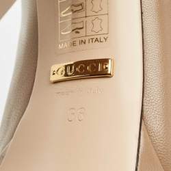 Gucci Beige Leather GG Marmont Fringe Platform Pumps Size 38